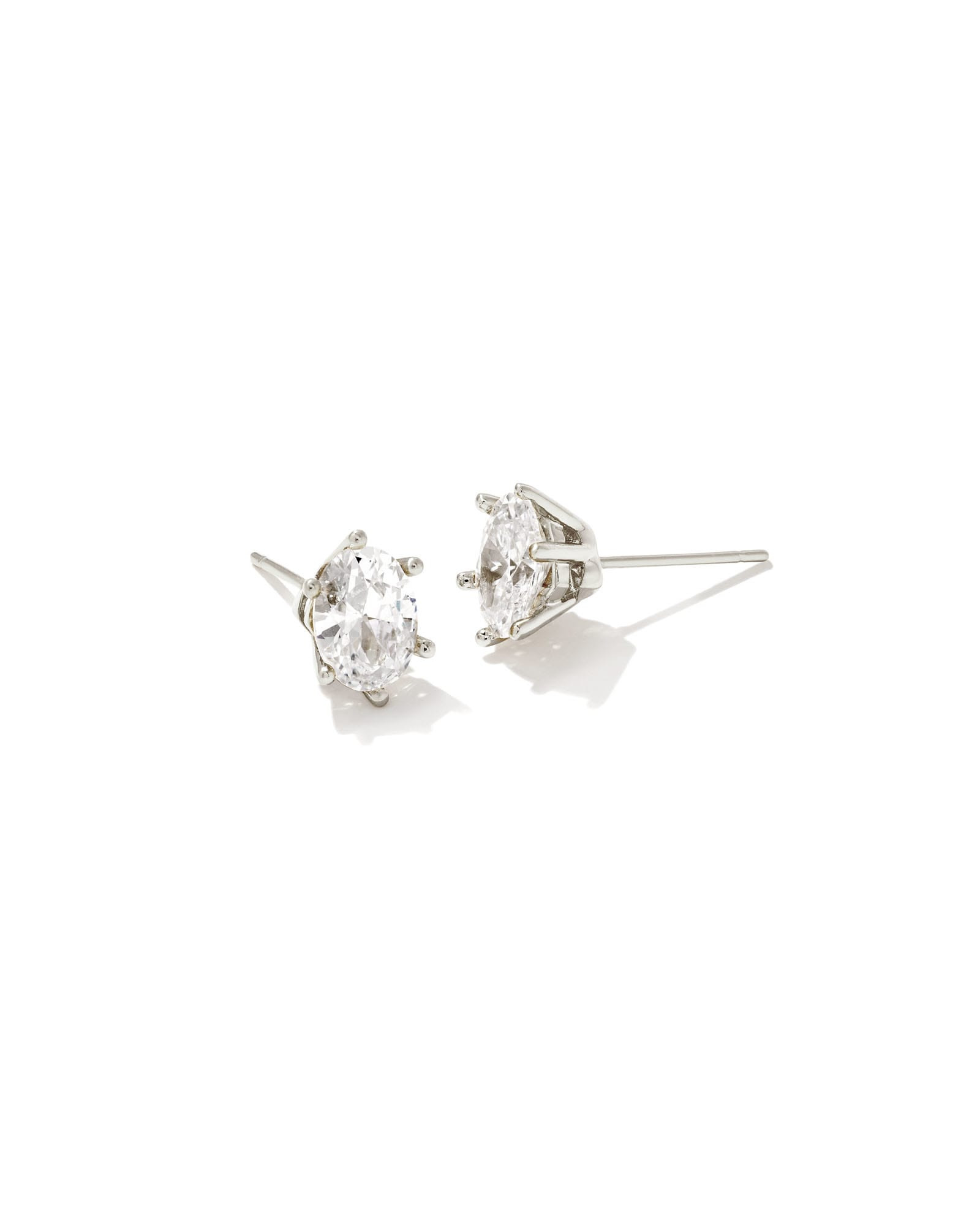 Kendra Scott Cailin Silver Crystal Stud Earrings in White CZ | Crystal/Metal Rhodium | Kendra Scott