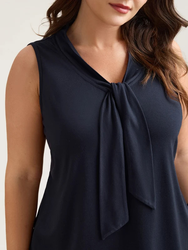 Knotted Neckline Fitted Sleeveless Blouse | Bloomchic