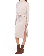 Long Sleeve Turtleneck Dress With Belt And Slit | Clothing | T.J.Maxx | TJ Maxx