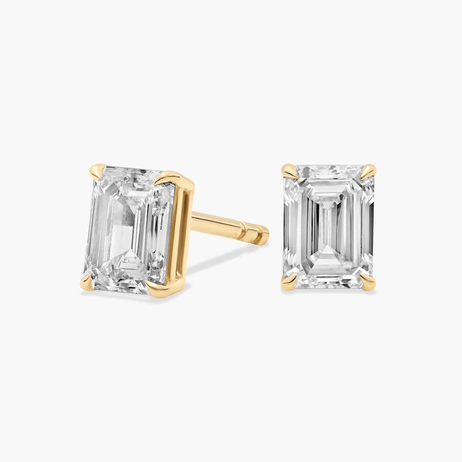 Emerald Cut Lab-Grown Diamond Stud Earrings In 14K Yellow Gold (1 Ct. tw. - F-G / VS2-SI1) | Blue Nile