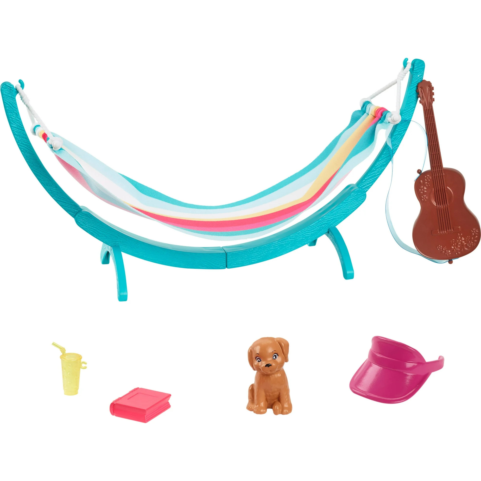 Barbie World Hammock Set with 7 Camping Accessories Including Swinging Hammock with Guitar & Pupp... | Walmart (US)