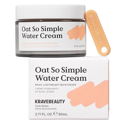 KraveBeauty Oat So Simple Water Cream Moisturizer, Calming, Lightweight Hydrating Gel Face Cream for Sensitive Skin with Oat Extract & Squalane, Fragrance Free, 80 mL | Amazon (US)