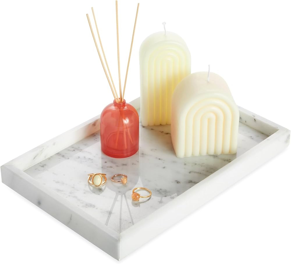 Juvale Large Marble Vanity Tray for Jewelry, Cosmetics, Candles, Lotion, Shampoo, and Perfume, fo... | Amazon (US)