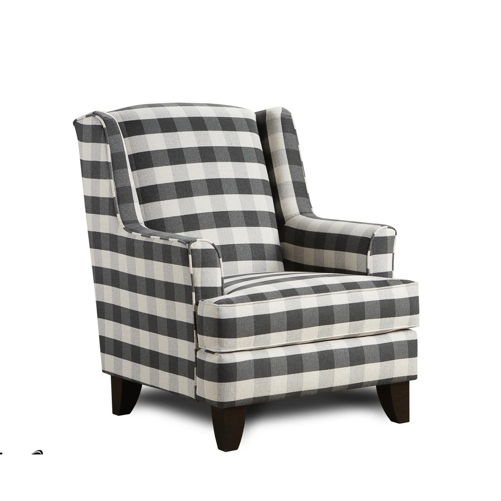 Brock Charcoal Black/White Block Plaid Accent Chair | Bed Bath & Beyond