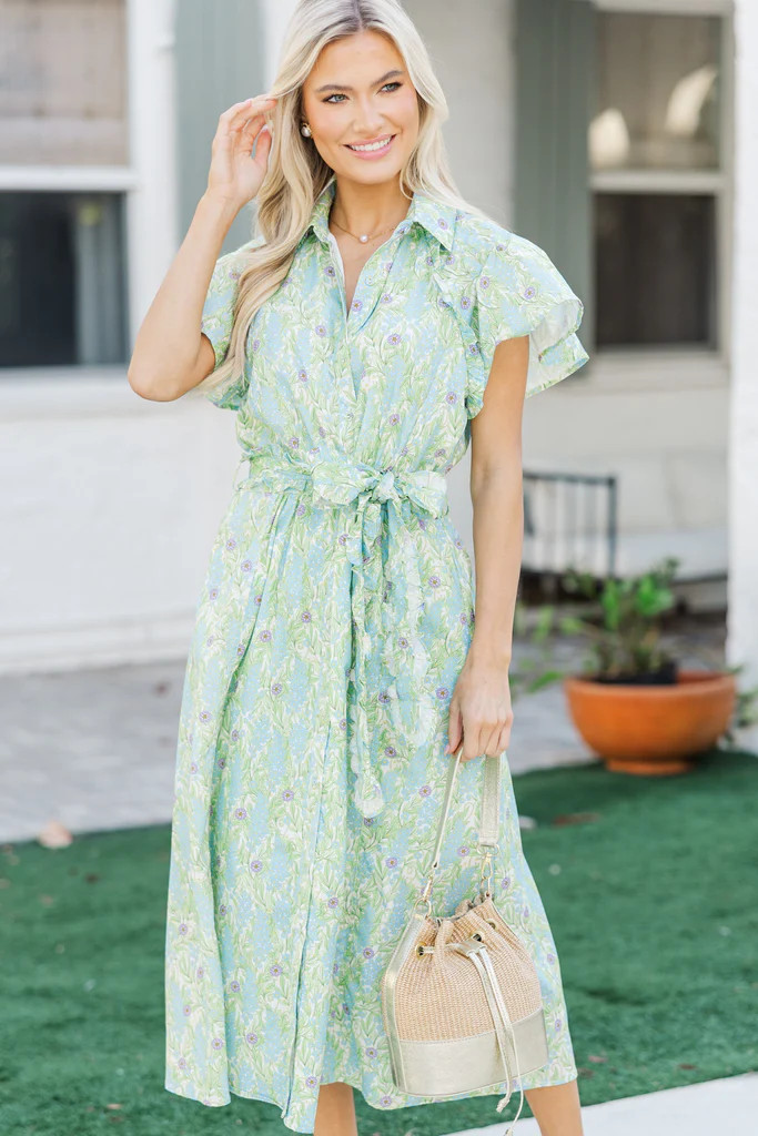 All In A Dream Sage Floral Midi Dress | The Mint Julep Boutique