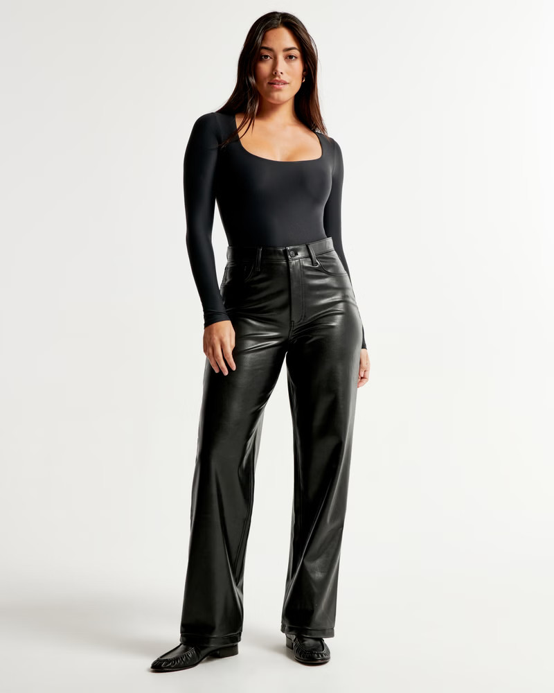 Curve Love Vegan Leather High Rise Loose Pant | Abercrombie & Fitch (US)