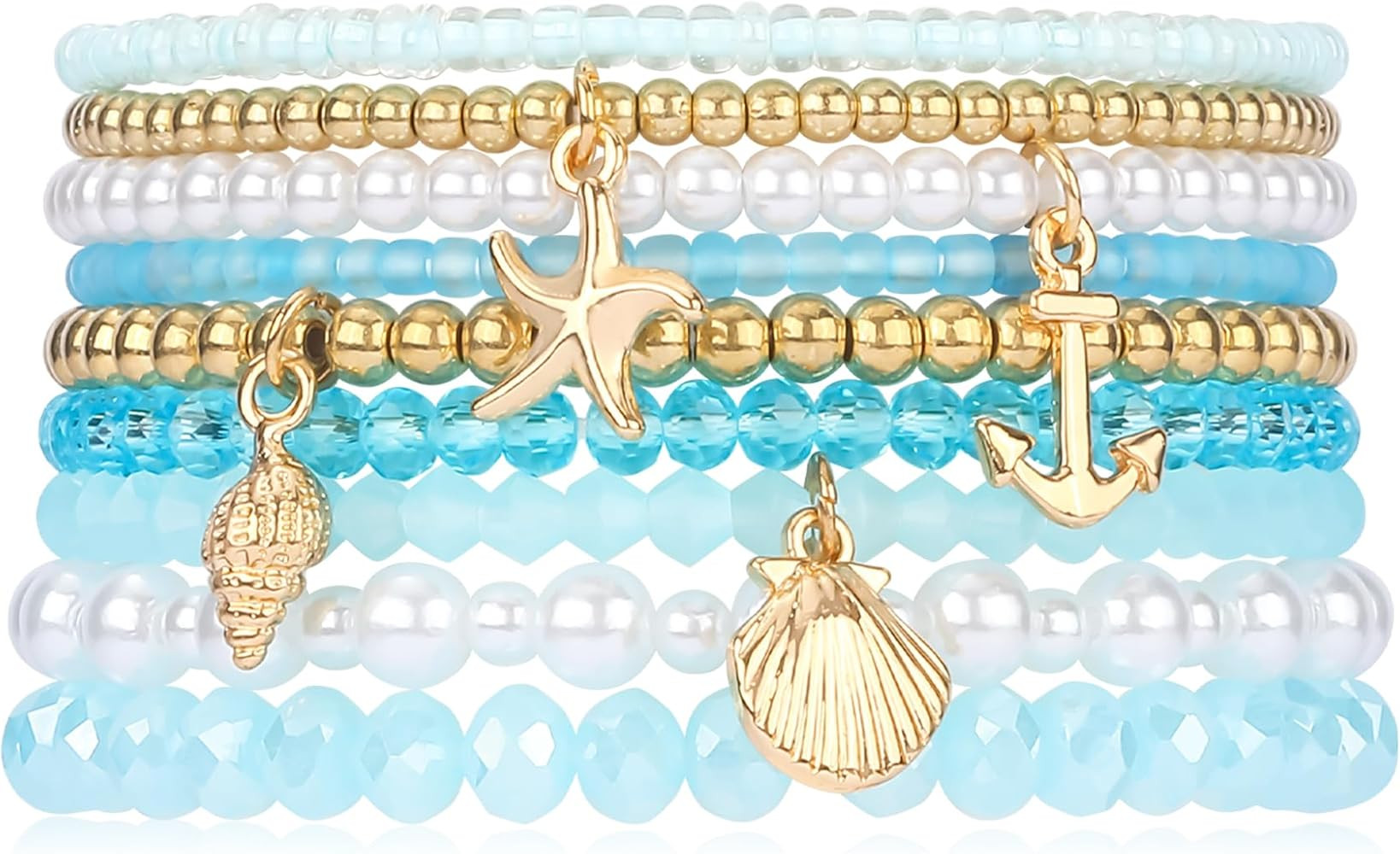 Bohemian Beaded Bracelets for Women Stackable Glass Beads Stretch Bracelets Boho Multilayered Dis... | Amazon (US)