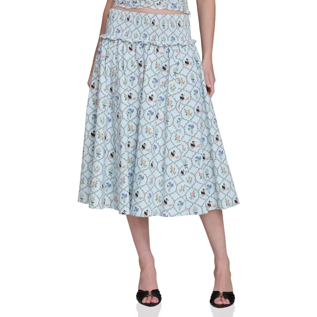 Avec Les Filles Smocked Circle Skirt in Blue Swan at Nordstrom, Size Large | Nordstrom