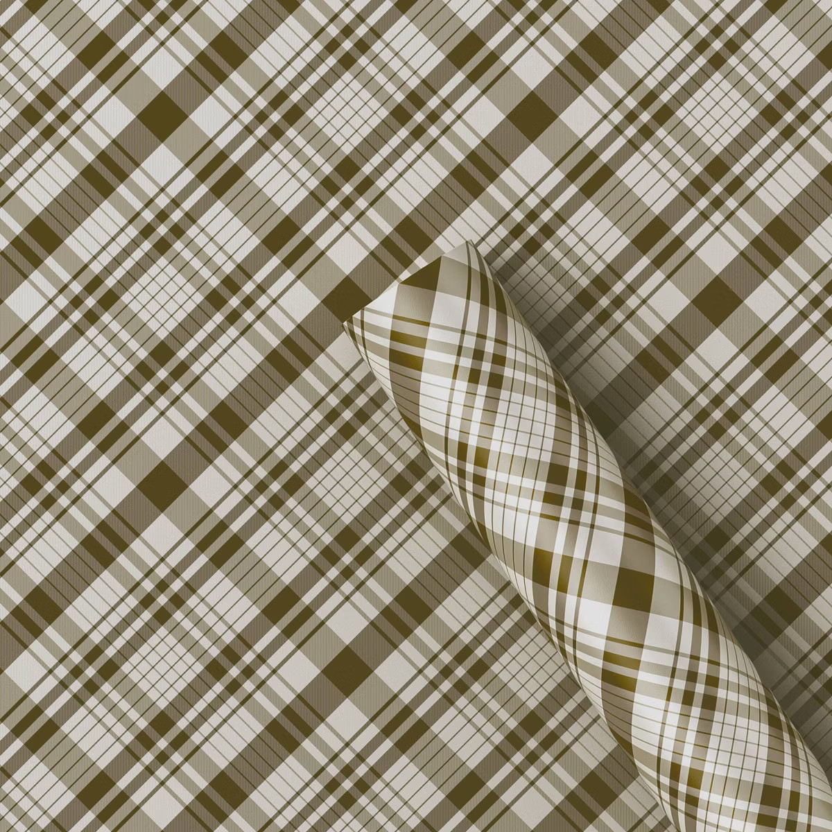 30" 20 sq ft Christmas Roll Wrap Brown/Beige Plaid - Wondershop™ | Target