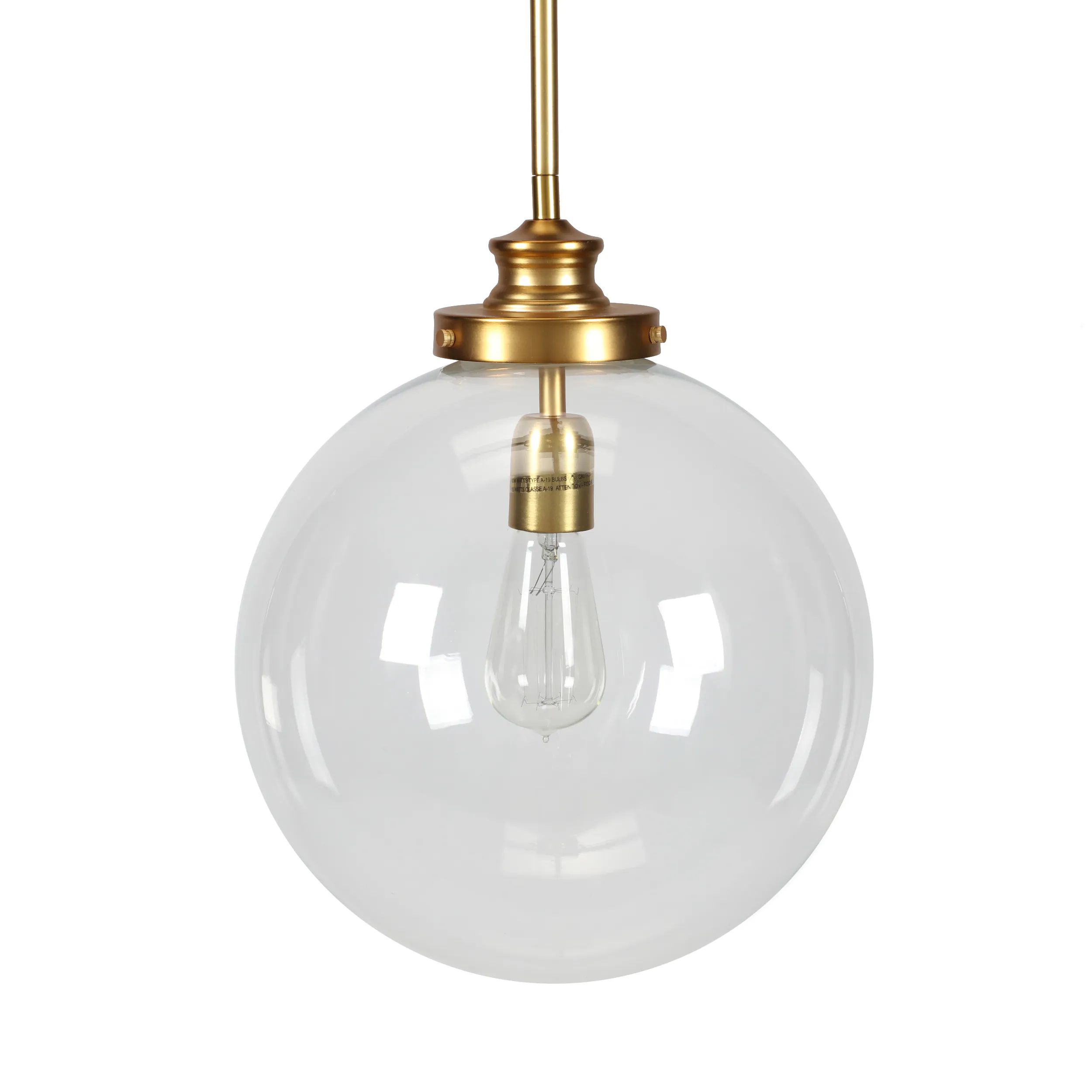 Progress Lighting Penn Natural Brass Traditional Clear Glass Globe Pendant Light | Lowe's