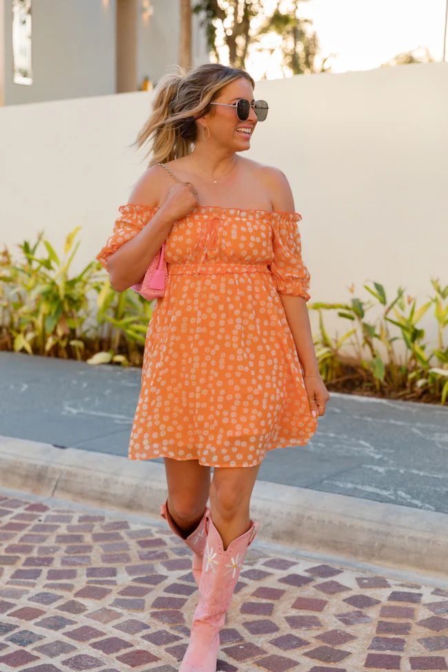 Golden Hour Gulf Orange Floral Dress Krista Horton X Pink Lily | Pink Lily