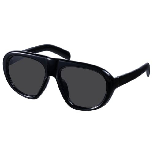 mosanana Retro Trendy Oversized Aviator Sunglasses for Women Black | Amazon (US)