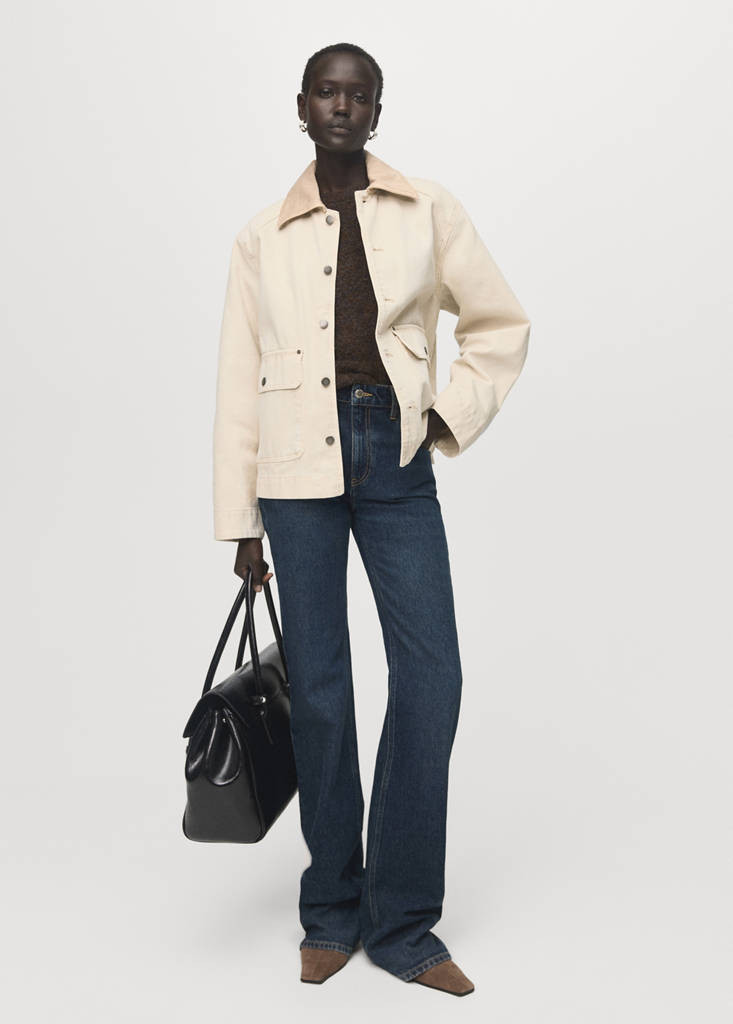 Denim barn jacket with contrasting collar ecru - Women - M - MANGO | Mango (US/MX/AU)