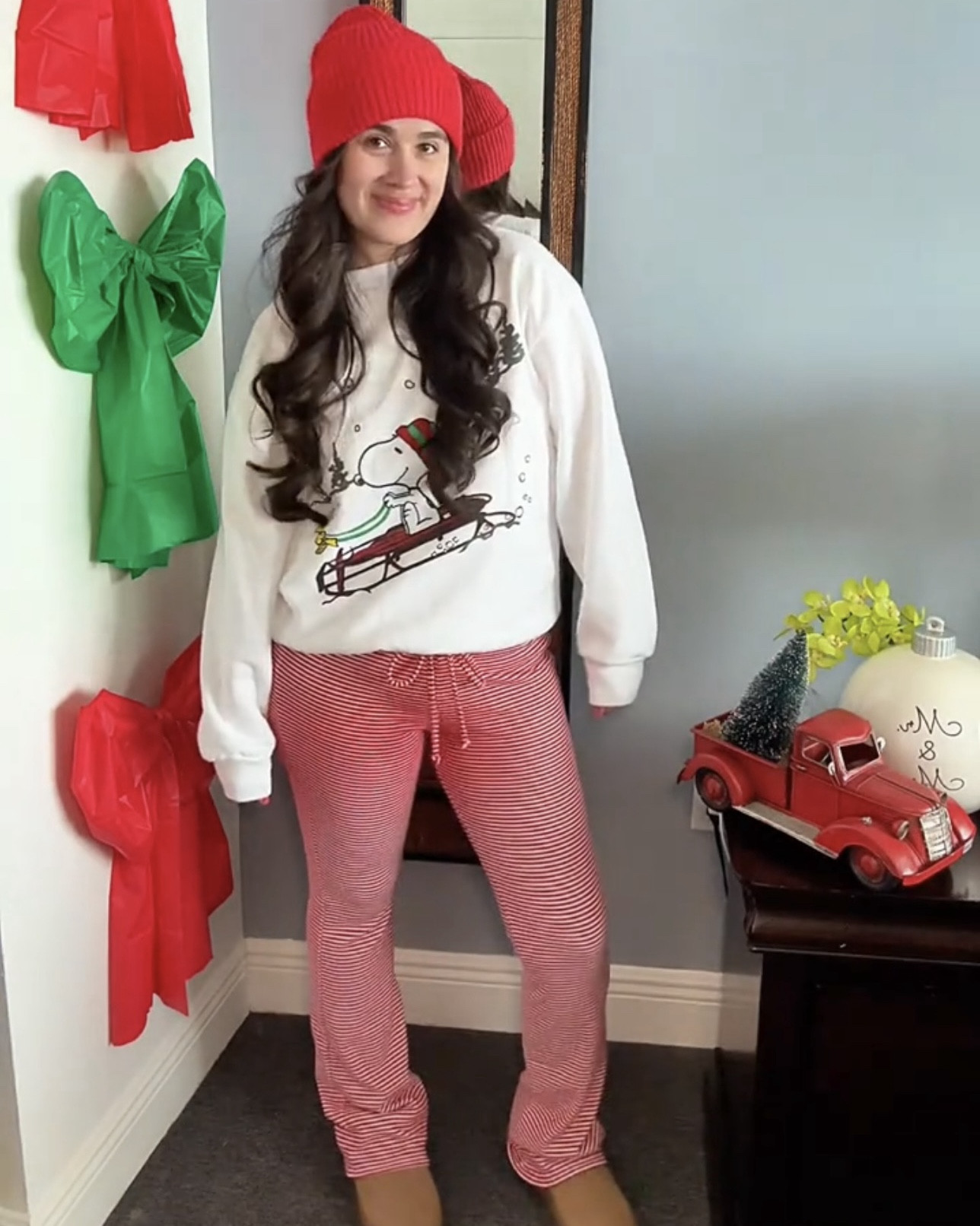 Snoopy Christmas sweater from @walmart. Size M. Pants from @hollister. Size M. 

#LTKHoliday #LTKootd #LTKSeasonal