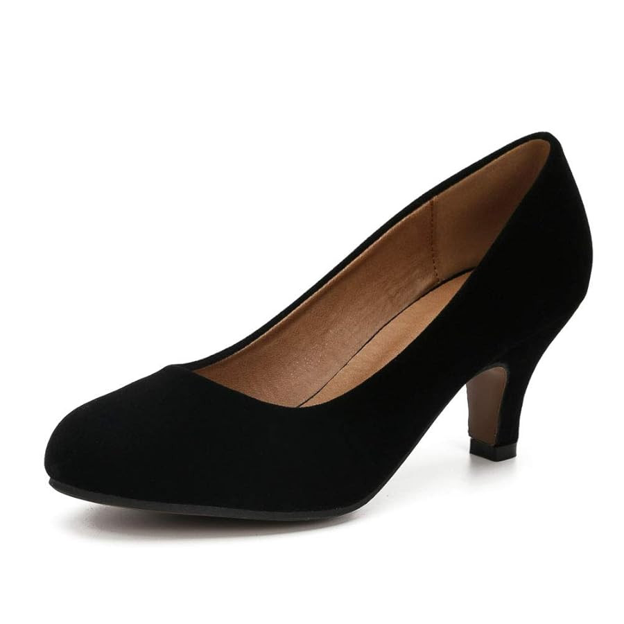 Women's Classic Round Toe Pump Kitten Low Heel Shoes | Amazon (US)