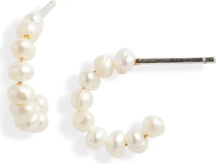 Madewell Mother of Pearl Huggie Hoop Earrings | Nordstrom | Nordstrom