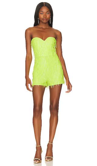 Bonita Romper in Highlighter | Sparkly Outfit | Glitter Outfit | Sparkly Dress | Neon Green Dress | Revolve Clothing (Global)