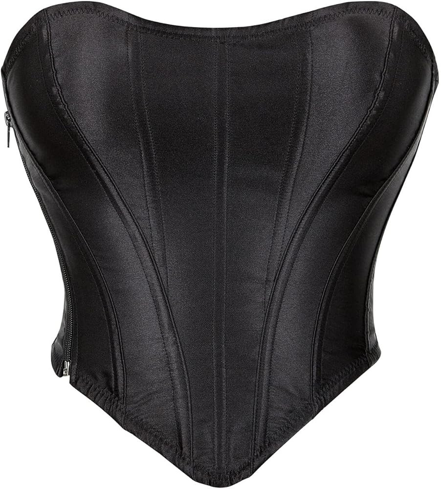SHYMMUO Women Black Corset Tops Satin Summer Going Out Strapless Bustier Crop Top for Party,Gothi... | Amazon (US)