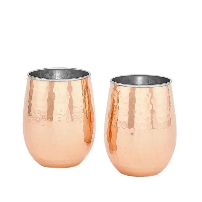 Two-Ply Hammered Solid Copper/Stemless Wine Glasses, 17 Oz., Set of 2, (L) | Walmart (US)