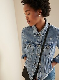 Distressed Jean Jacket for Women | Old Navy (US)