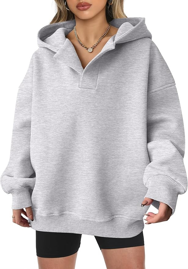 ANRABESS Womens Oversized Hoodies V Neck Sweatshirts Long Sleeve Pullover Casual Fall Teen Girls ... | Amazon (US)