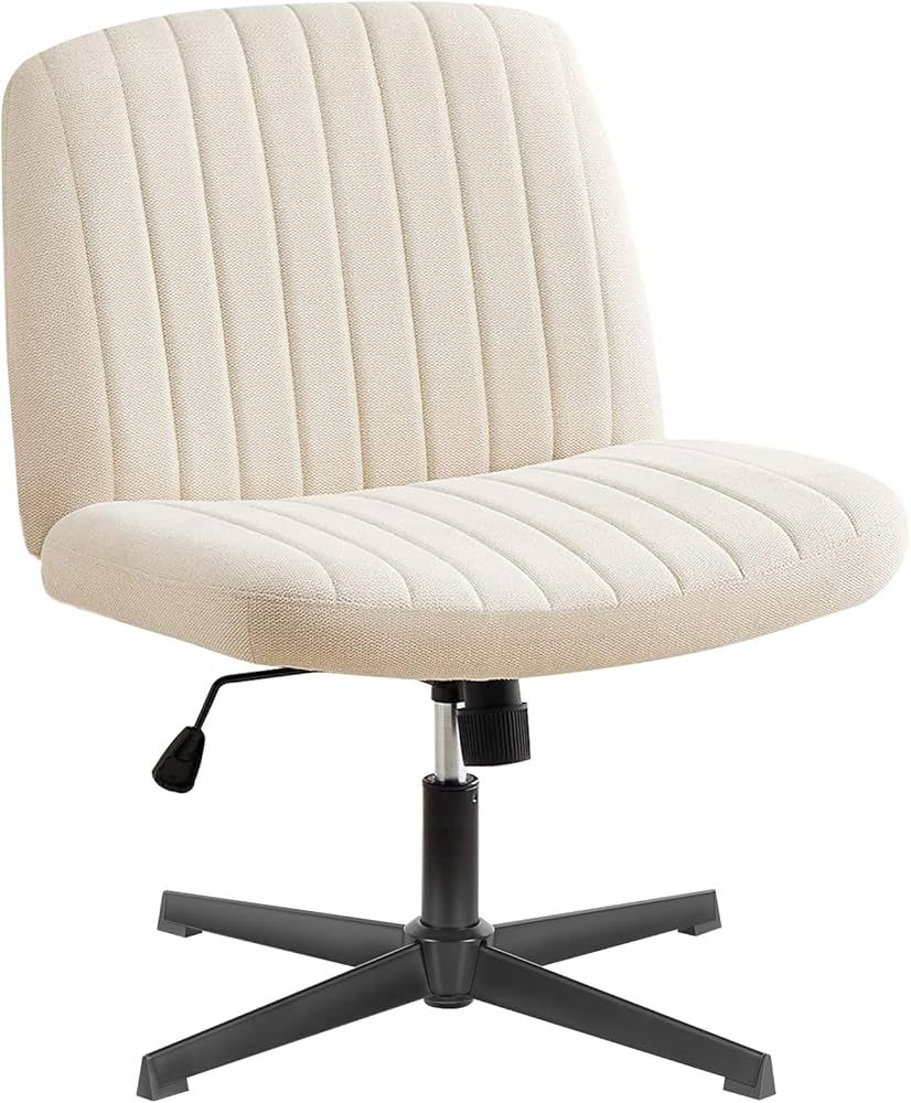 OLIXIS Cross Legged Armless Wide Adjustable Swivel Padded Fabric Home Office Desk Chair No Wheels | Amazon (US)