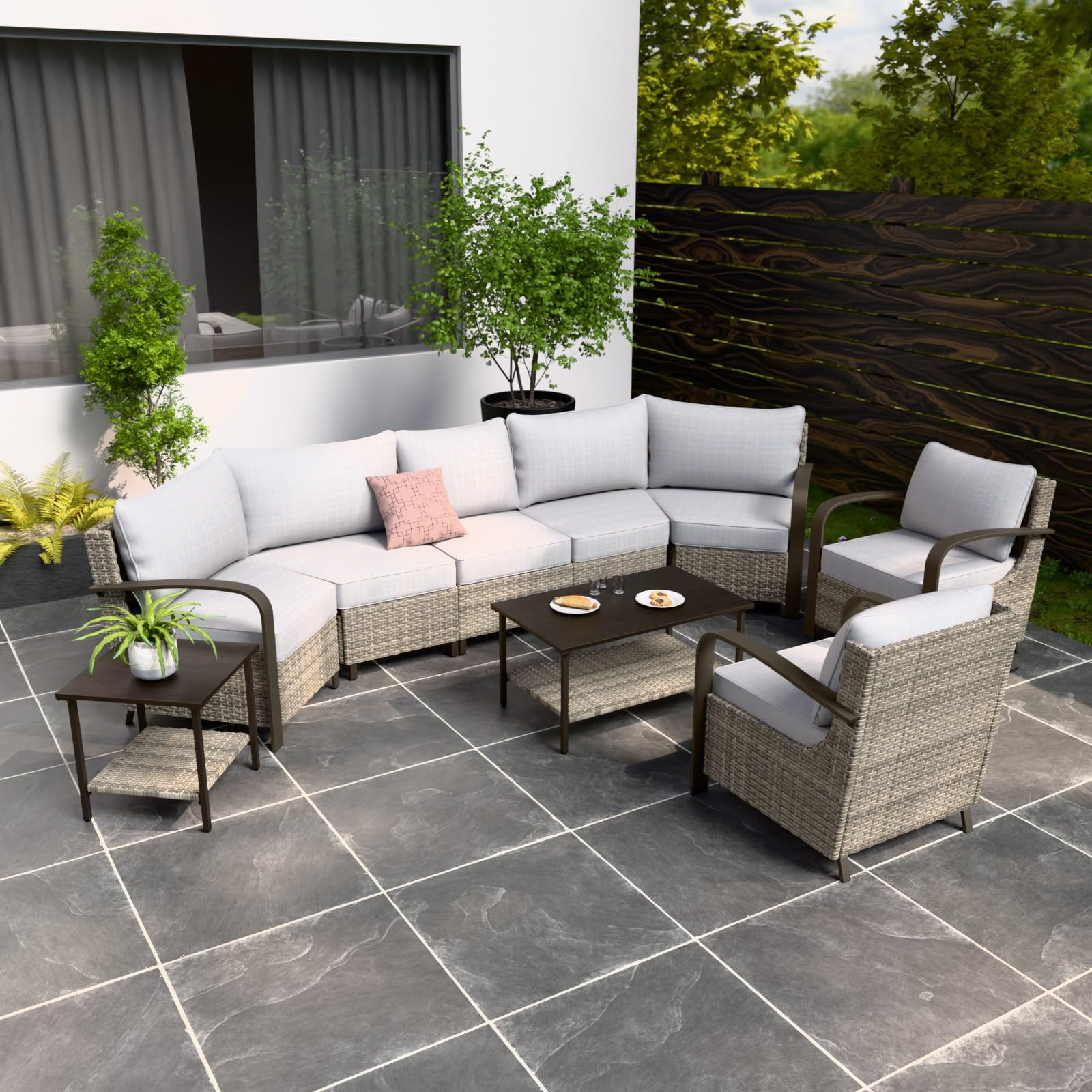 EAGLE PEAK Coastal Vista Outdoor Patio Furniture Set, Half-Moon Curved Wicker Patio Conversation ... | Amazon (US)