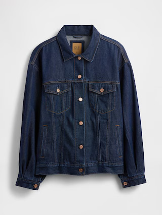UltraSoft Oversized Balloon-Sleeve Icon Denim Jacket | Gap (US)