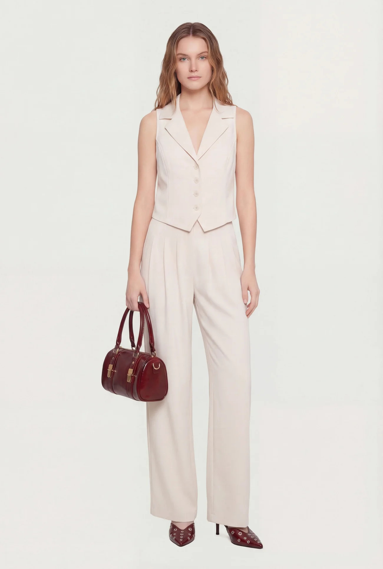 Crepe Knit Tie Back Cropped Blazer Vest | Rainbow Shops