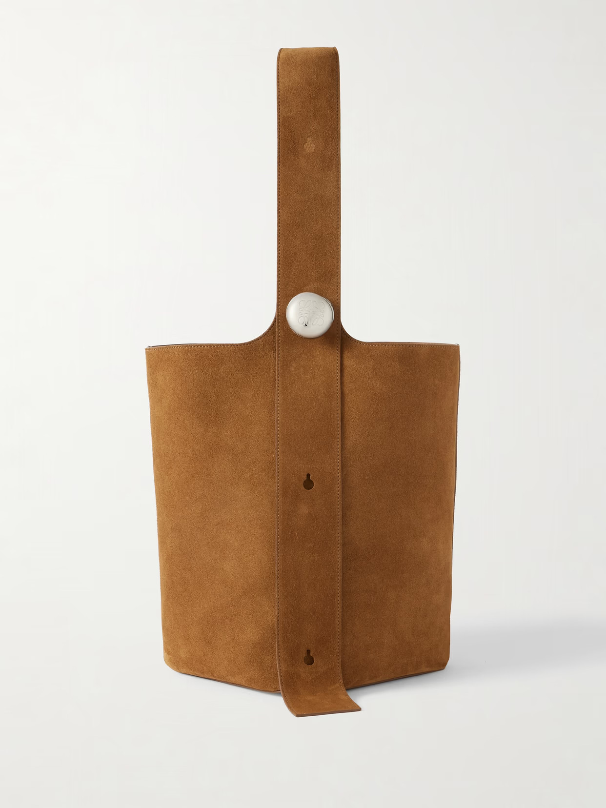 LOEWE - Pebble Embellished Suede Bucket Bag - Brown | NET-A-PORTER (US)