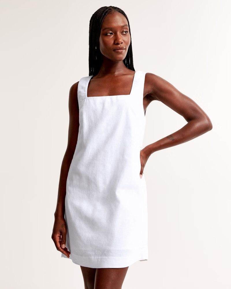 Women's Linen-Blend Shift Mini Dress | Women's Dresses & Jumpsuits | Abercrombie.com | Abercrombie & Fitch (US)