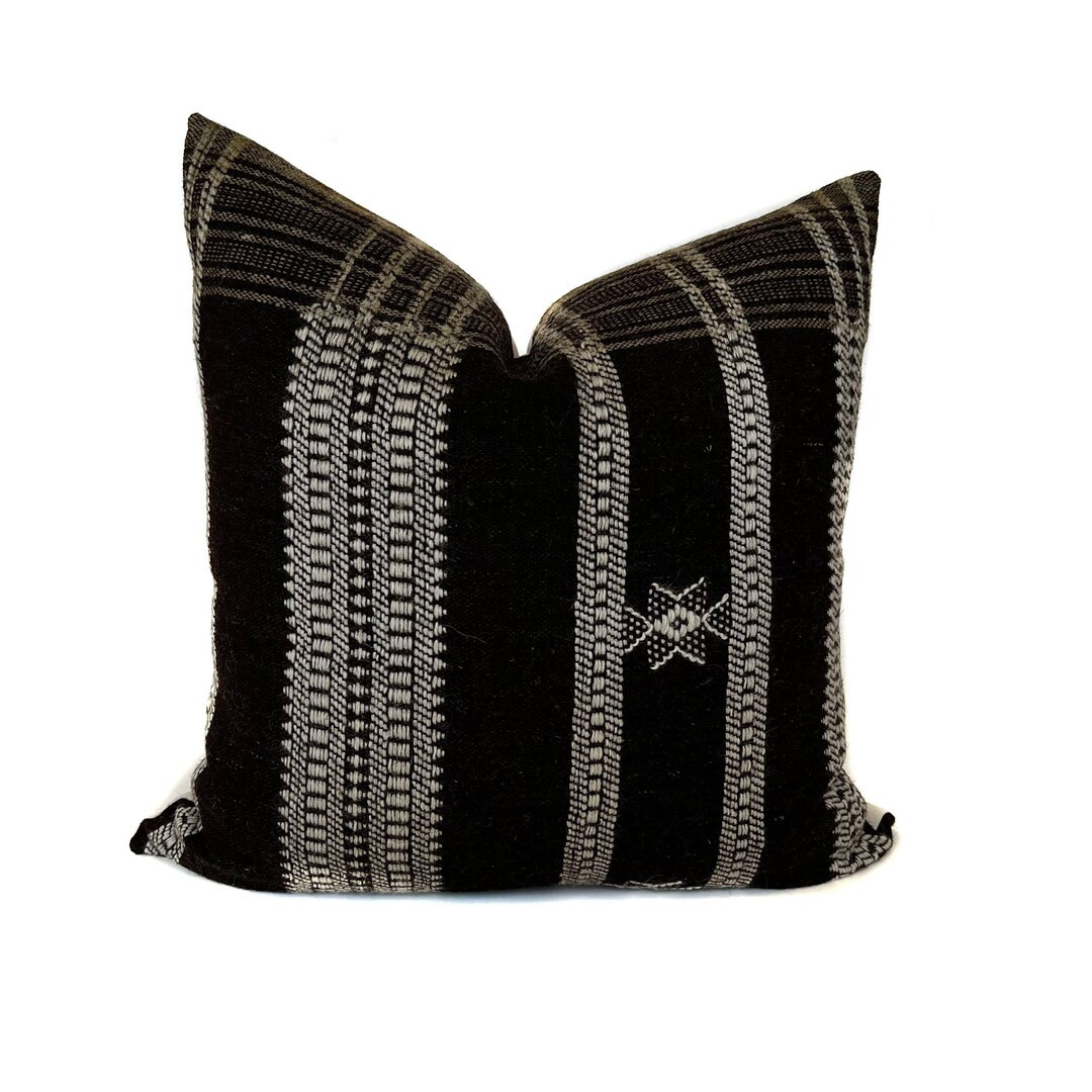 Indian Wool Pillow Cover Brown and Cream Patterned Accent Throw Pillow Home Decor Couch Cushions ... | Etsy (US)