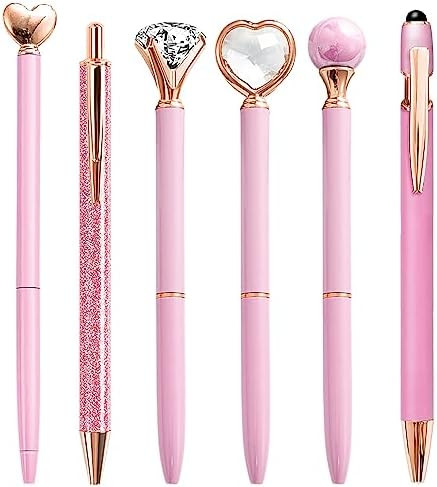 Pink Pens for Women, 6 Pcs Cute Pens Ballpoint Pen Bulk, 1.0mm Medium Point Black Ink, Office and... | Amazon (US)