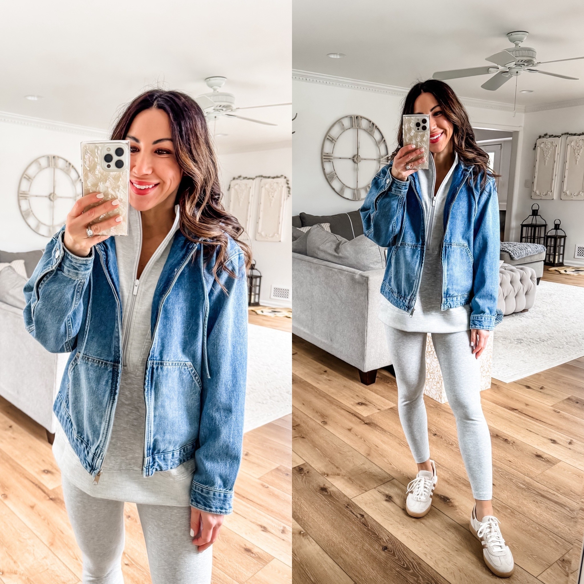 Target style, XS hooded denim jacket, small top, small leggings

#LTKOver40 #LTKFindsUnder50