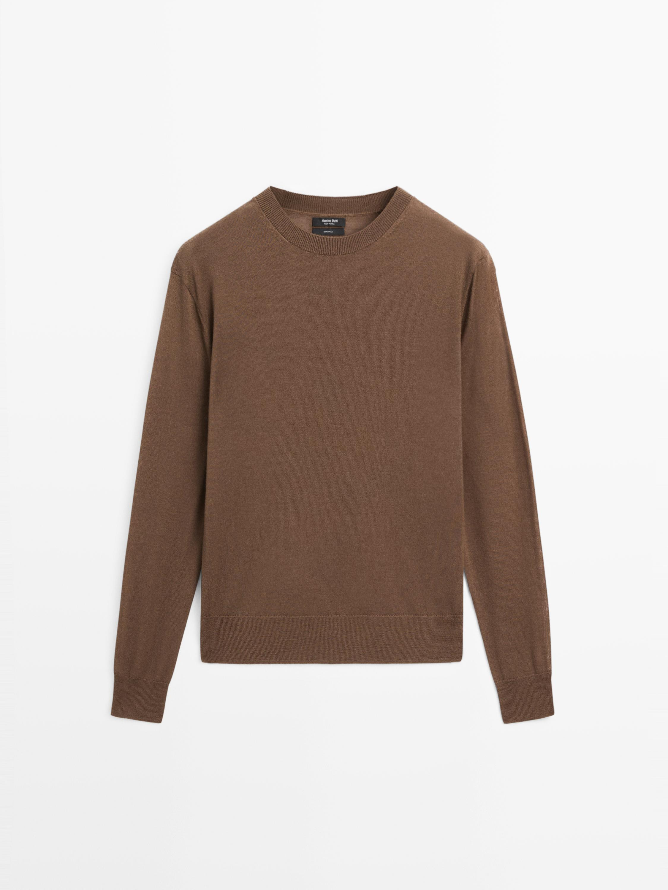 Feinstrickpullover aus 100 % Wolle mit Rundausschnitt | Massimo Dutti DE