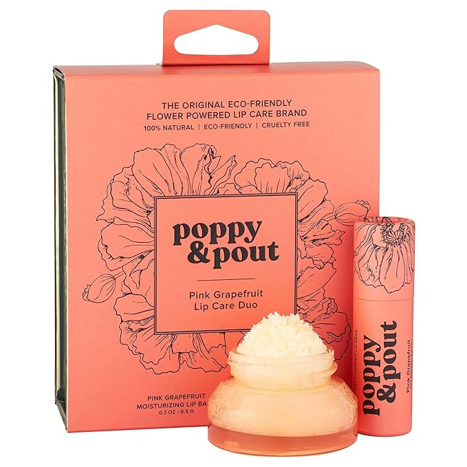 Poppy & Pout Lip Care Set | Lip Balm & Scrub | Sustainable Cardboard Tubes & Glass Jars, All Natu... | Amazon (US)