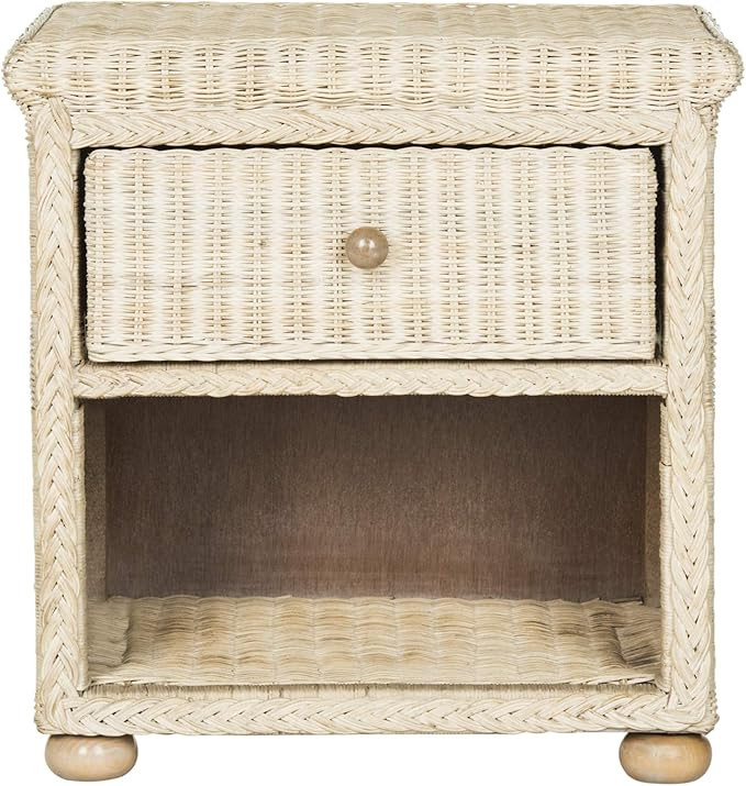 SAFAVIEH Home Collection - Adira Natural White Wash Wicker 1-Drawer Nightstand Accent Table, Coas... | Amazon (US)