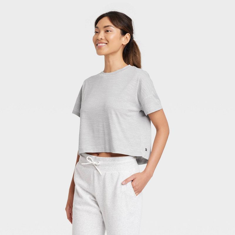 Women's Short Sleeve Back Slit Textured Top - All in Motion™ | Target