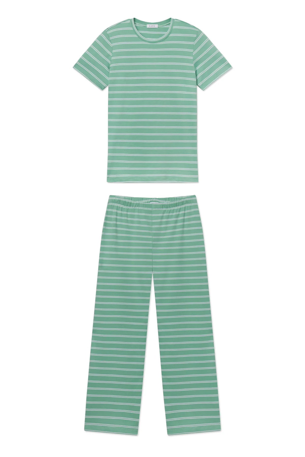 Pima Crew Short-Long Set in Meadow Stripe | Lake Pajamas