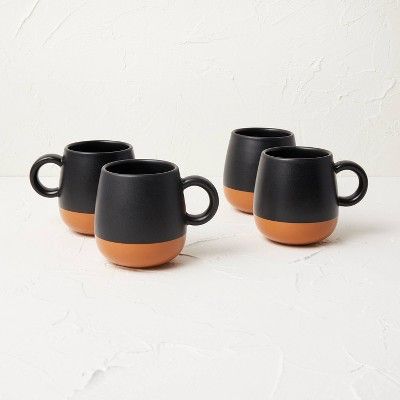 13oz 4pk Stoneware Mugs Black/Orange - Opalhouse&#8482; designed with Jungalow&#8482; | Target