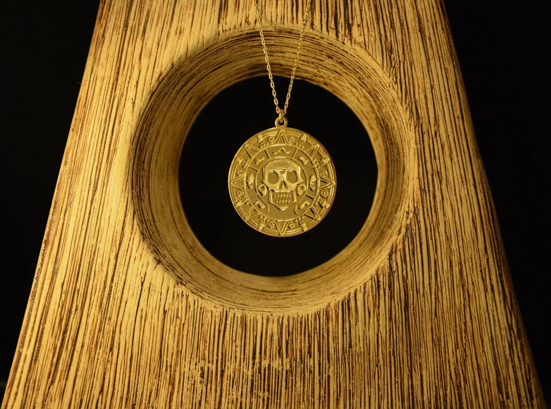 Pirate Coin Necklace - Summer Gift - Caribbean Coin Necklace - Movie Lover Gift - Aztec Medallion... | Etsy (US)