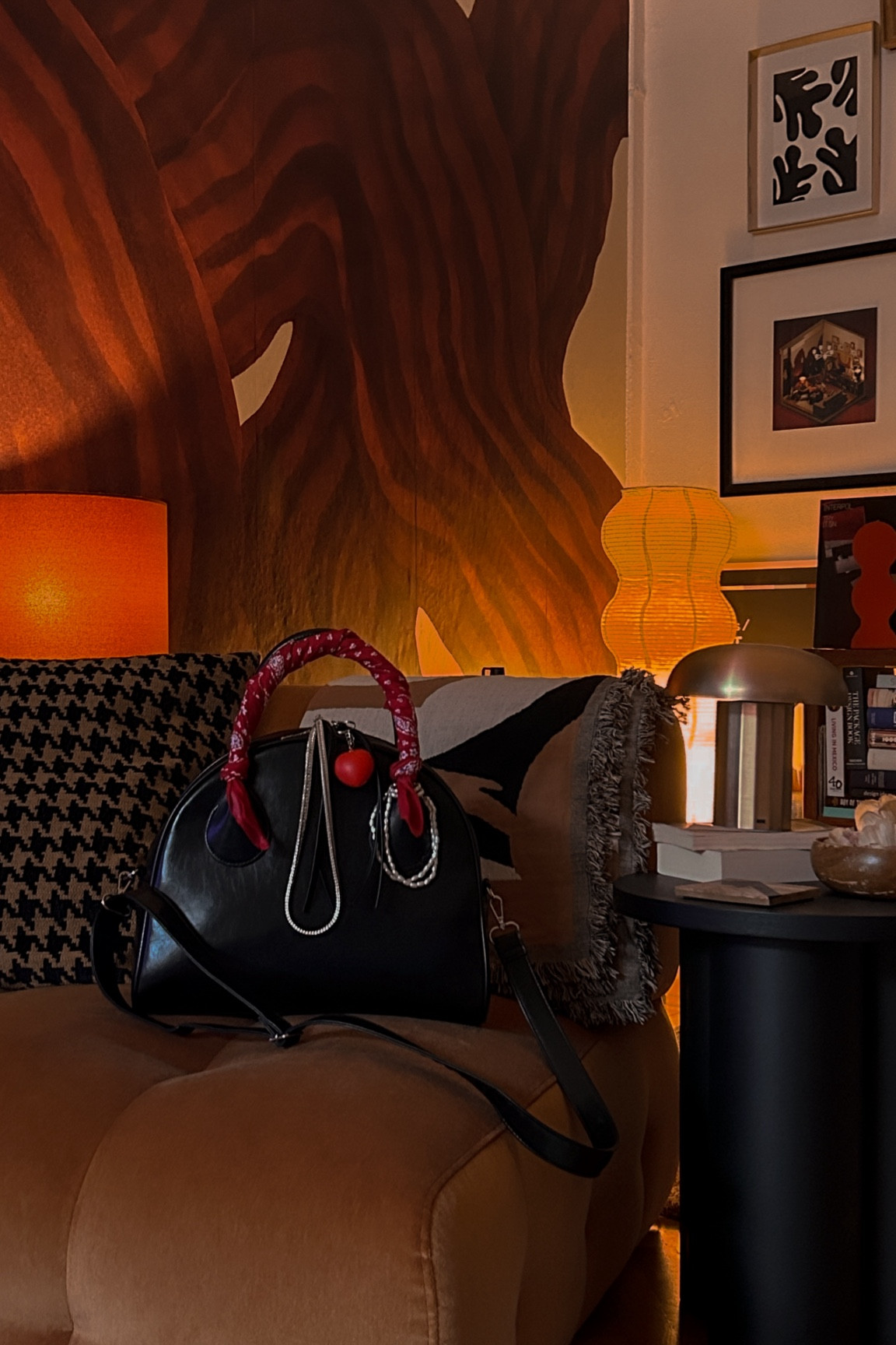 Bag charms | black decoration | interior | moody light | black everyday bag | cozy living room 

#LTKbag #LTKeurope #LTKhome