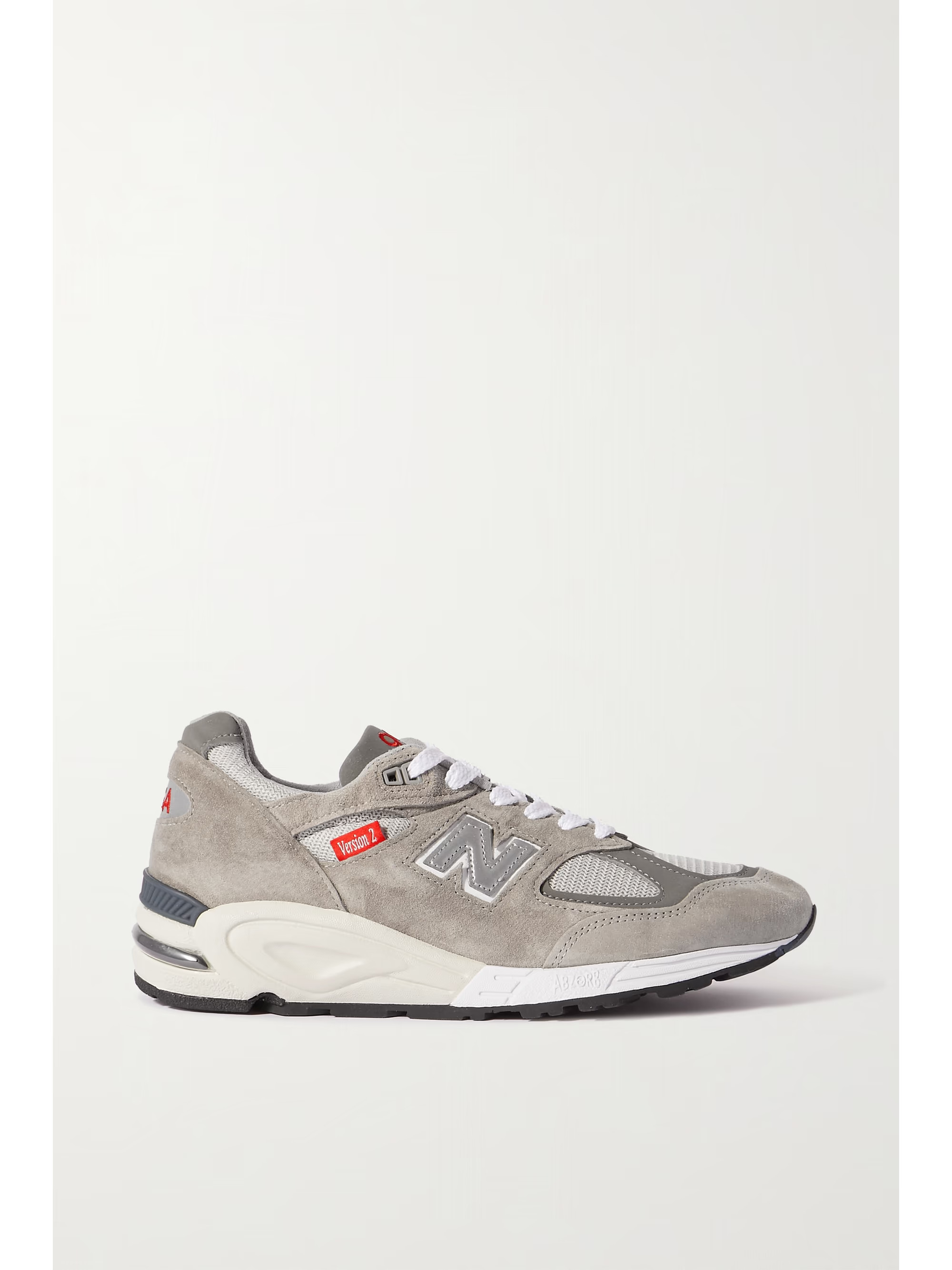 M990vs2 embroidered suede, mesh and leather sneakers | NET-A-PORTER (UK & EU)
