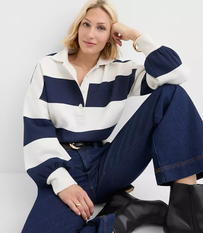 Rugby Stripe Polo Top | LOFT