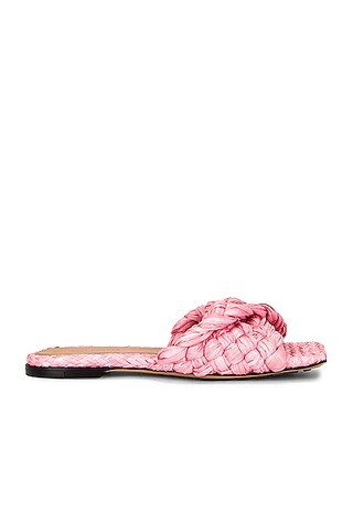 Bottega Veneta Raffia Stretch Flat Mules in Pink | FWRD 