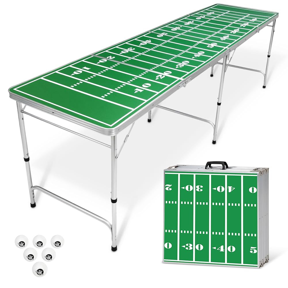 GoPong 8 Foot Portable Beer Pong / Tailgate Tables (Black, Football, American Flag, or Custom Dry... | Amazon (US)