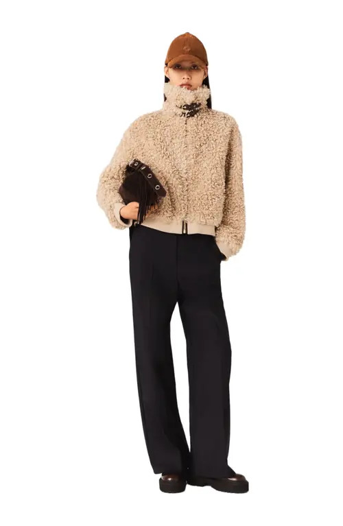 maje Short bouclé jacket in Camel at Nordstrom, Size 40 Eu | Nordstrom