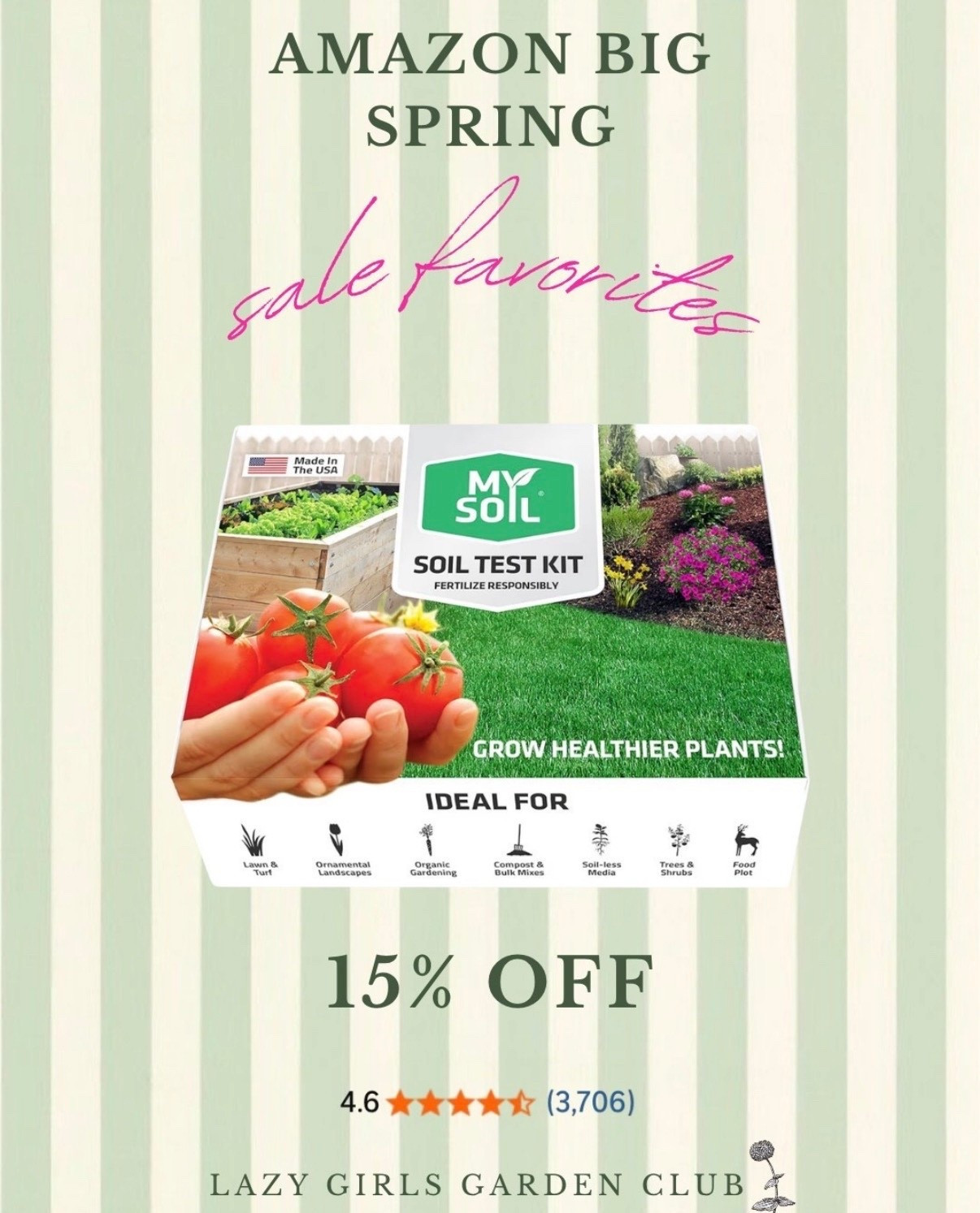 This soil test kit has great reviews and is 15% off for Amazon’s big spring sale! 

#LTKSeasonal #LTKHome #LTKSaleAlert