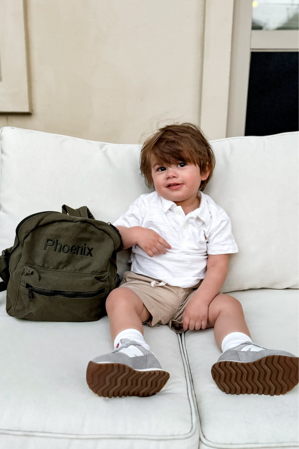 P’s first day of montessori school! 🥹 
To make things easy and breezy, I created a little school uniform for him consisting of polos and shorts. On his first day he wore a white polo and khaki shorts from gap, baby new balance sneakers from nordstrom rack, and his little monogrammed backpack 😊

#LTKkids #LTKSpringSale #LTKstyletip