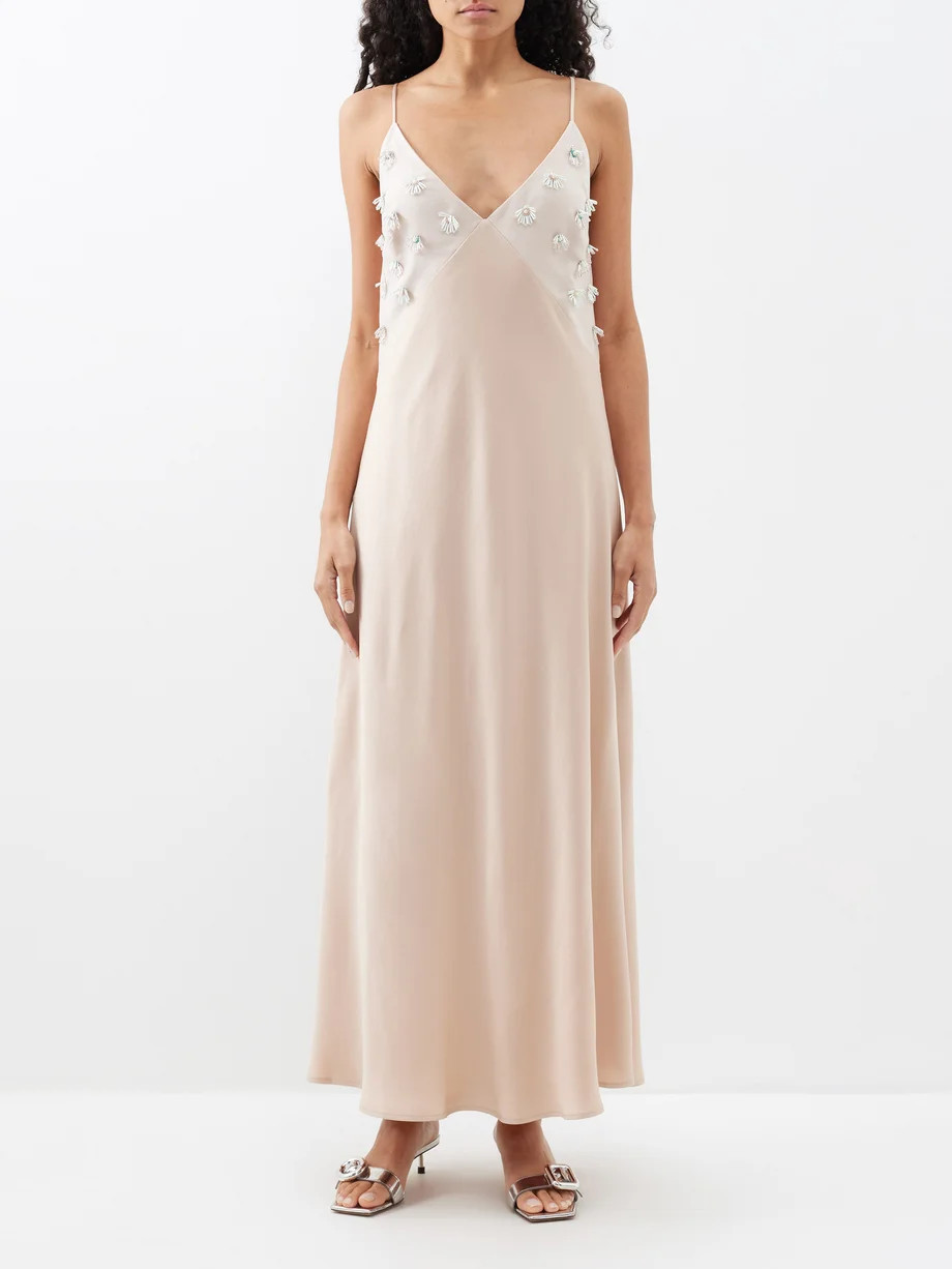 Freida bead-embellished satin slip dress | Matches (US)